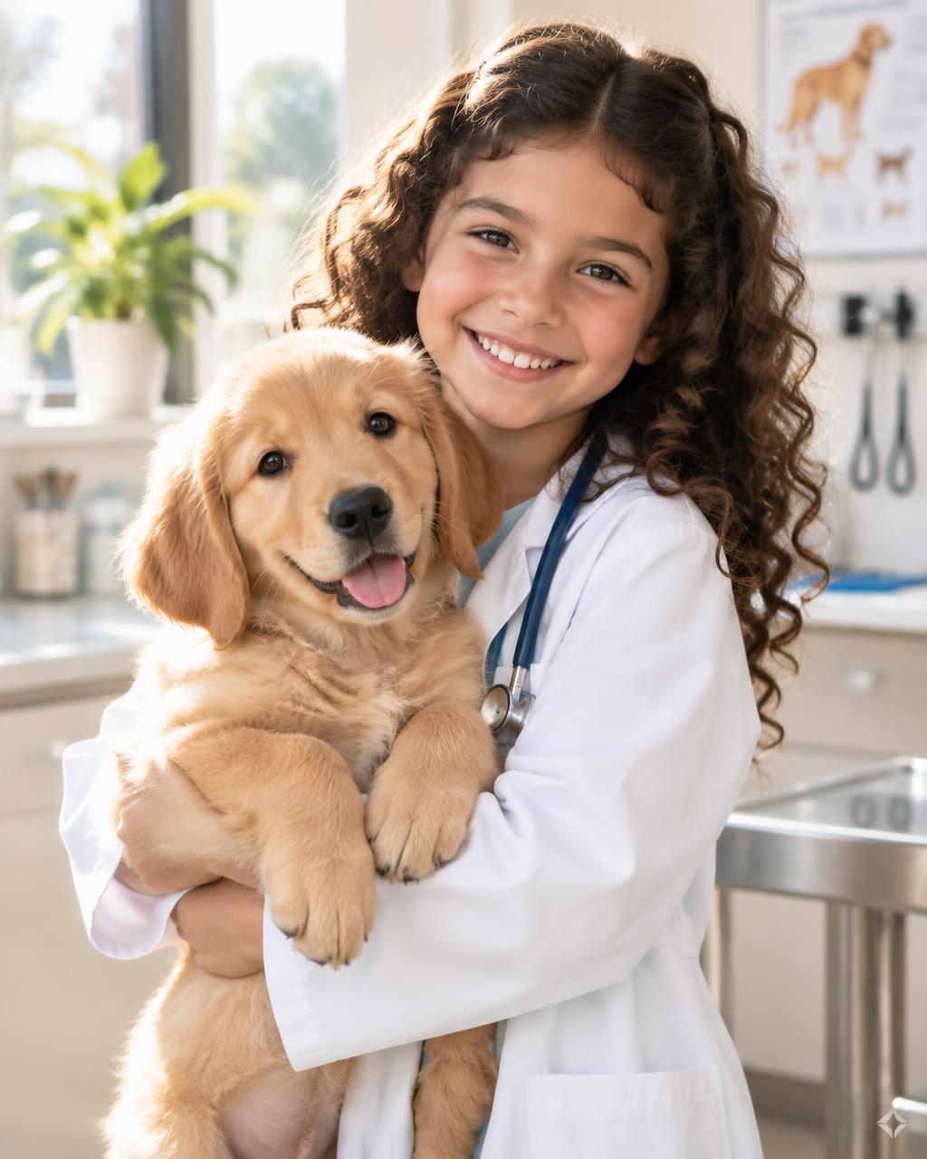 Sample’s Sample · made with AI · future veterinarian framed in the reading nook